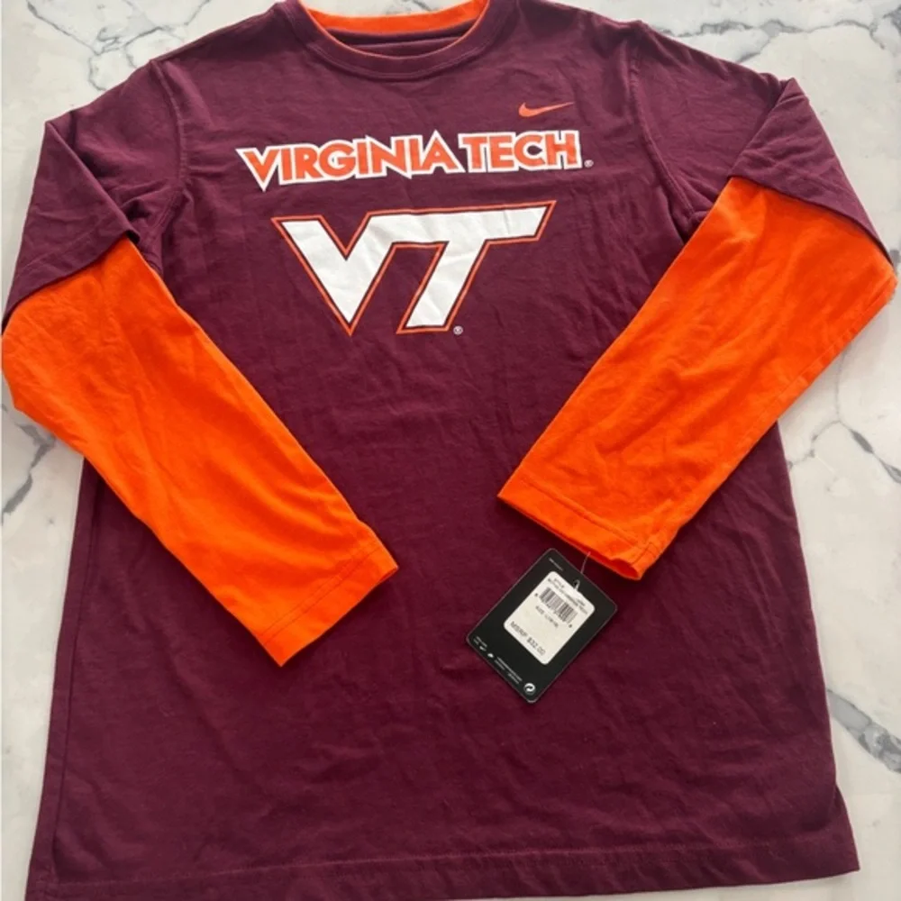 Nike Virginia Tech Maroon and Orange Long Sleeve Shirt in Large (16/18)
